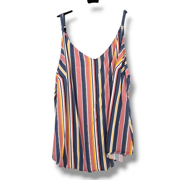 Torrid Women's Plus Multicolor Stripe Scoop V Neck Tank Top Blue Red Size 5 - Picture 4 of 13